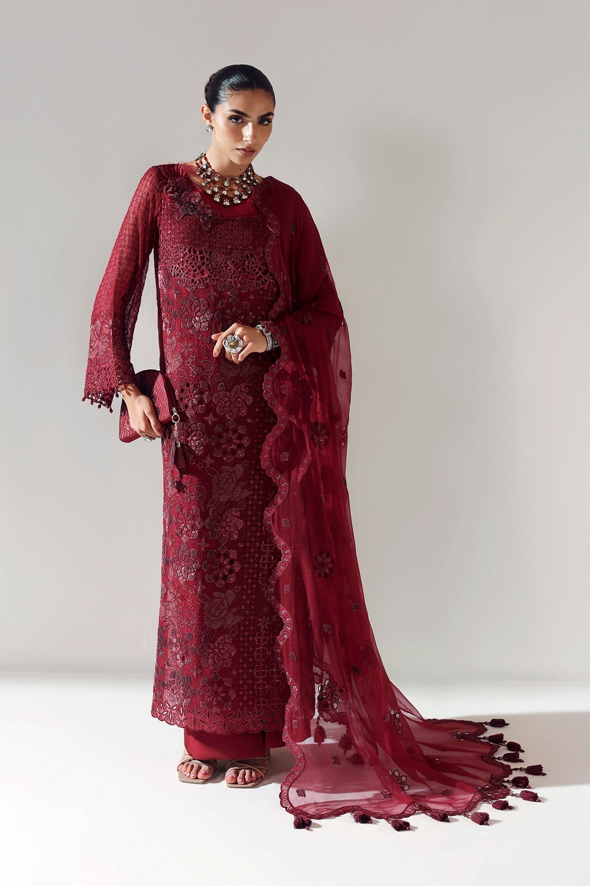 Alizeh | Aymal Luxury Bamber Chiffon | RIKA MAROON