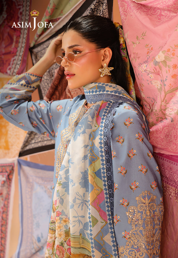 Asim Jofa | Summer Rhapsody |  AJUBU-11 Printed Embroidered Lawn