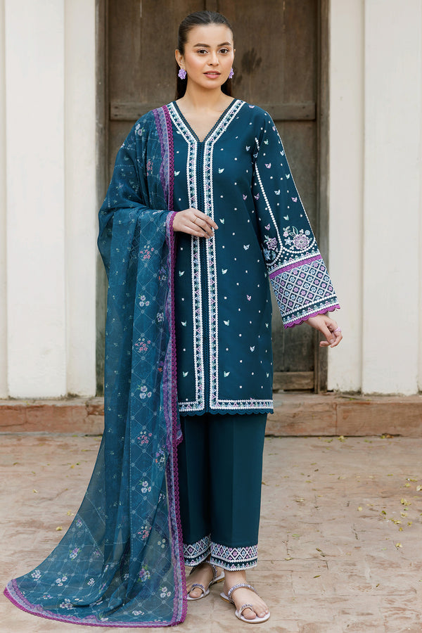 Farasha | Summer Weaves Embroidered Lawn | Blue Allure