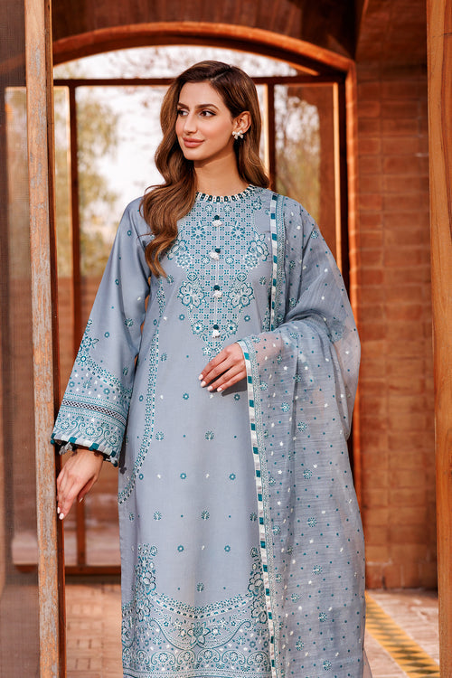 Farasha | Dastoor Embroidered Lawn SS24 | BERYL Black - House Of Anaya