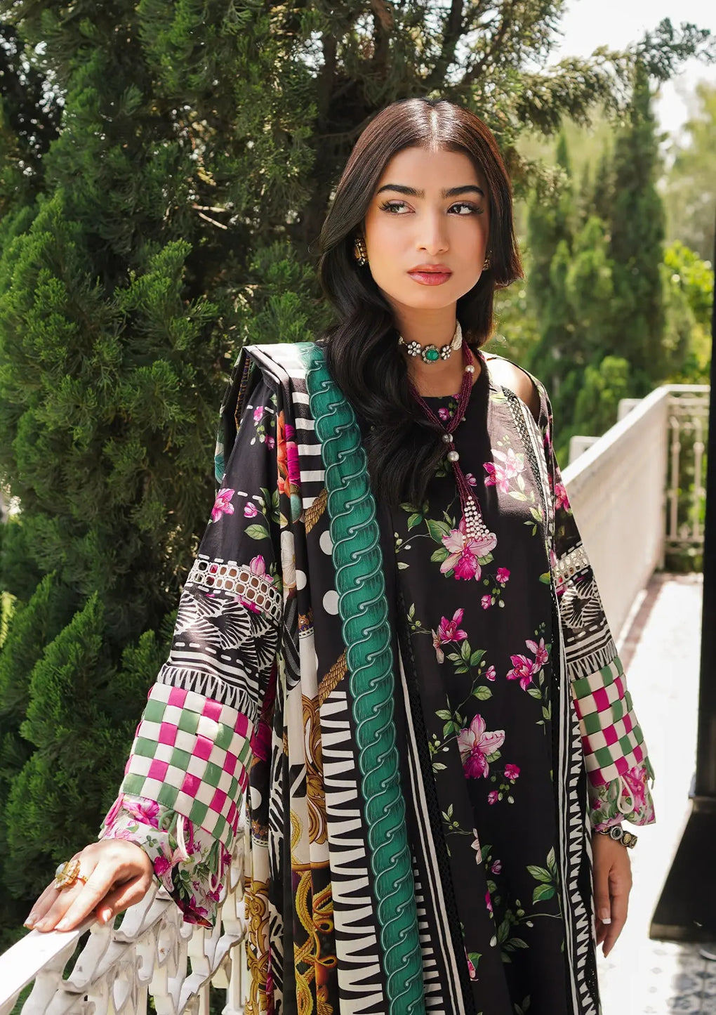Elaf Premium | Printed Collection 24 | EEP-02A - Dark Floral - House Of Anaya