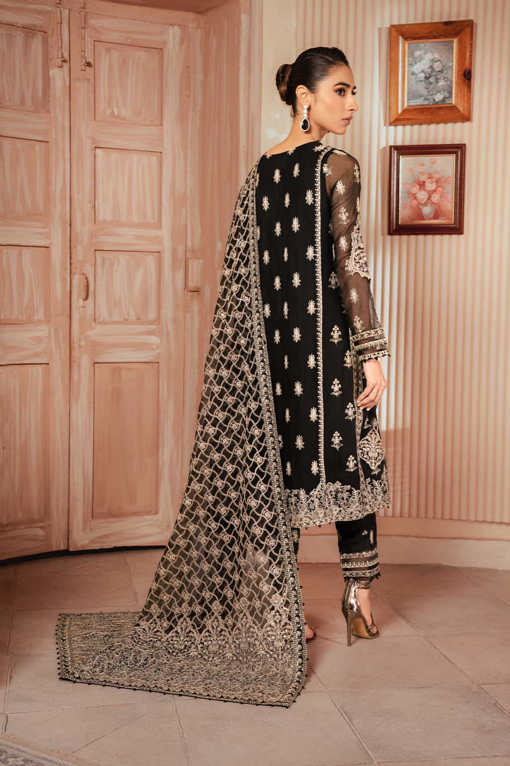 Iznik | Chiffon Kari | ICK-03 Embroidered Chiffon - House Of Anaya