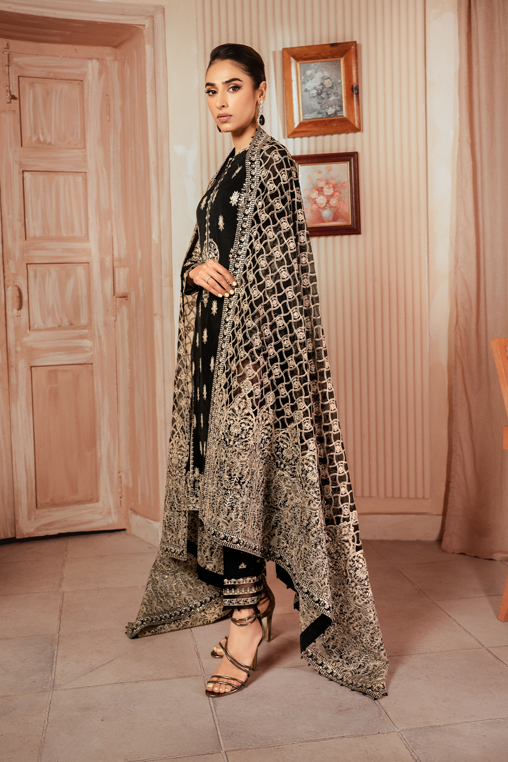Iznik | Chiffon Kari | ICK-03 Embroidered Chiffon - House Of Anaya