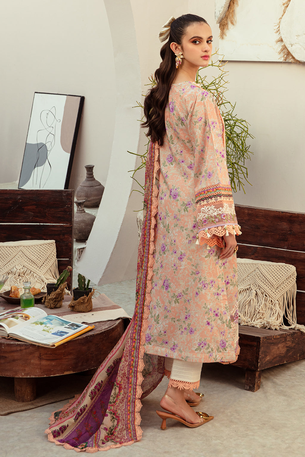 AJR Couture | Alif Affordable Lawn 24 | CORAL BLUSH - House Of Anaya