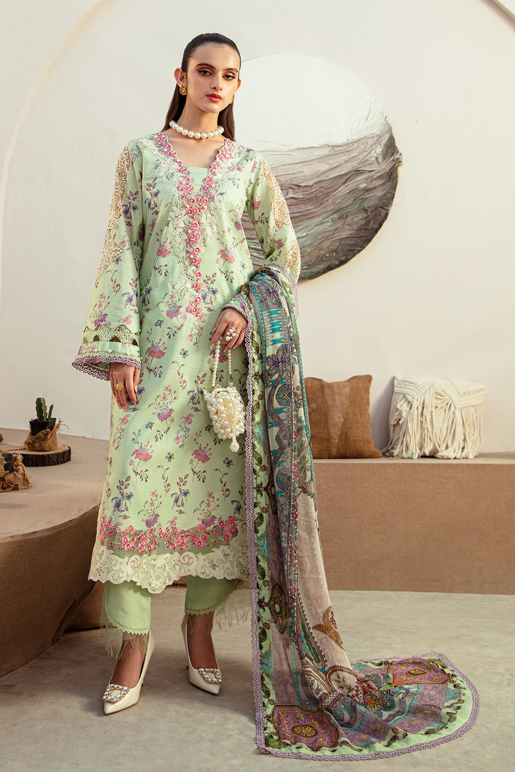 AJR Couture | Alif Affordable Lawn 24 | MINT MAGIC - House Of Anaya