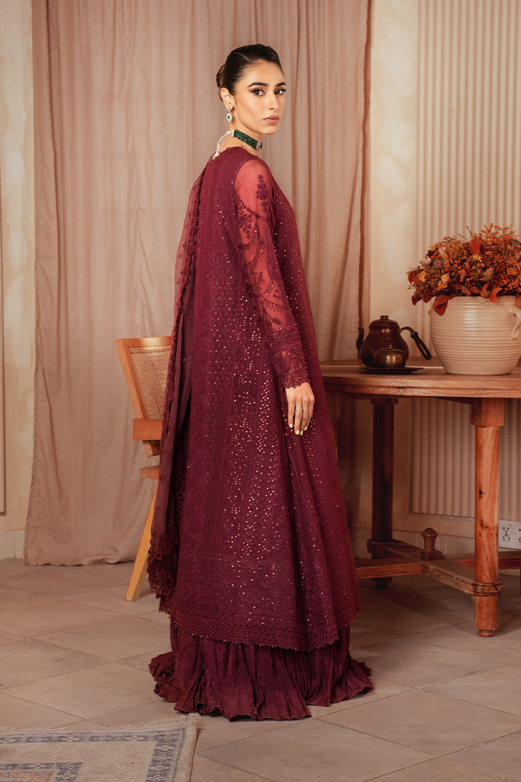 Iznik | Chiffon Kari | ICK-01 Embroidered Chiffon - House Of Anaya