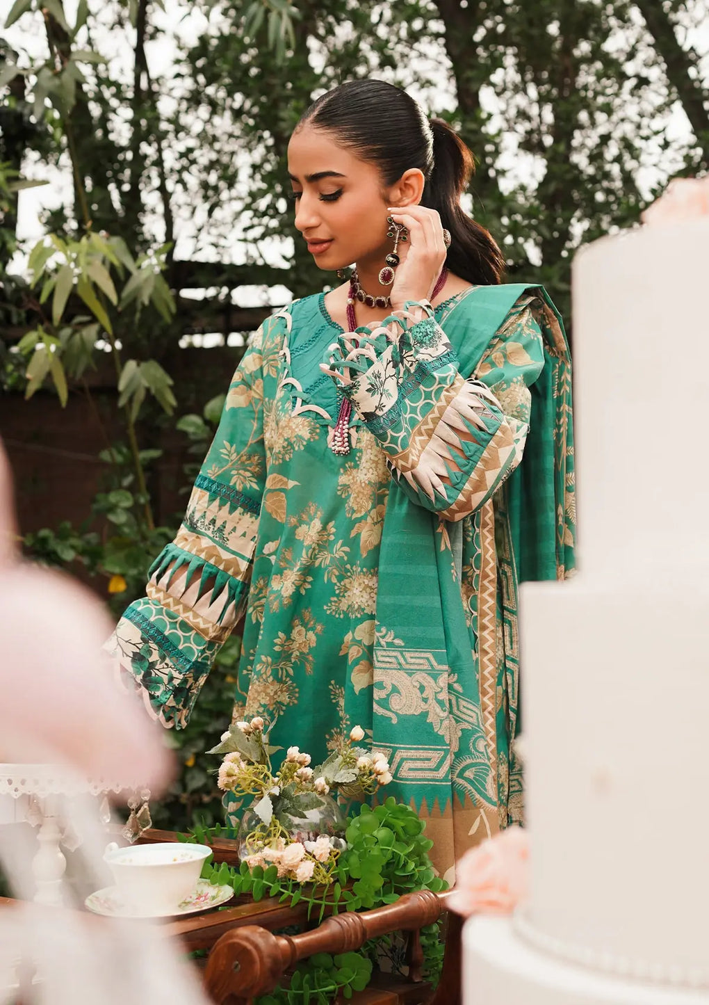 Elaf Premium | Printed Collection 24 | EEP-04B - Chic Teal - House Of Anaya