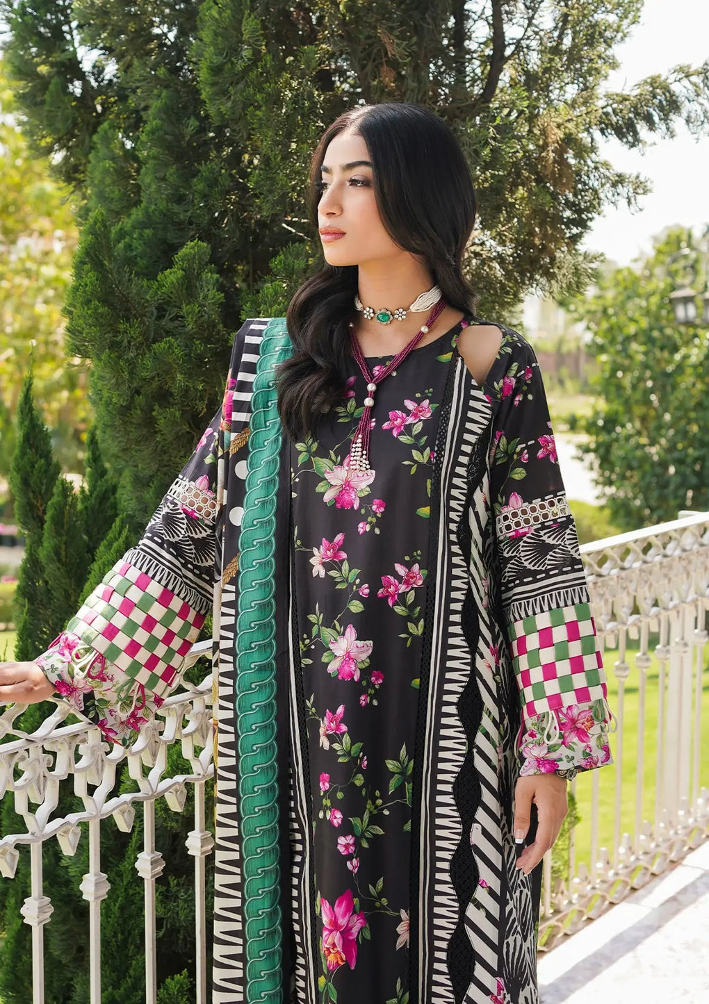 Elaf Premium | Printed Collection 24 | EEP-02A - Dark Floral - House Of Anaya