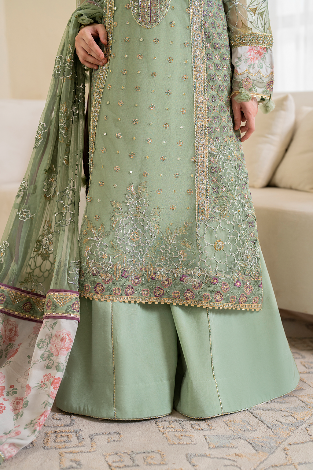 Iznik | Chinnon Chiffon | CC-41 Embroidered Net - House Of Anaya