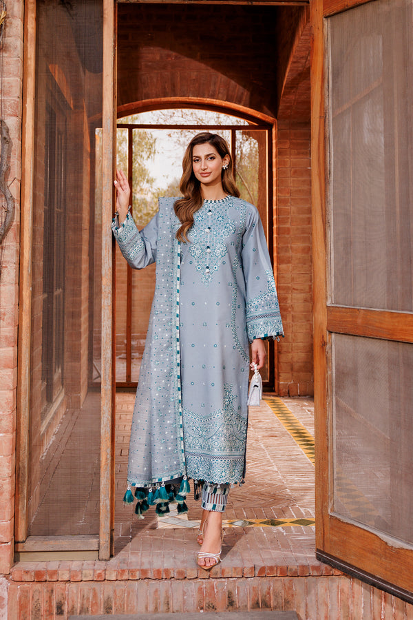 Farasha | Dastoor Embroidered Lawn SS24 | BERYL Black - House Of Anaya