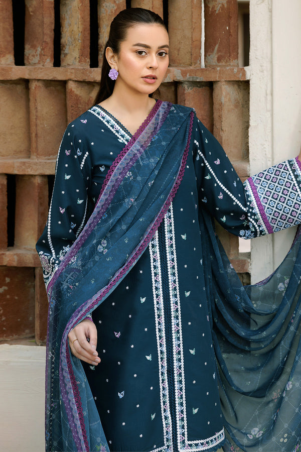 Farasha | Summer Weaves Embroidered Lawn | Blue Allure