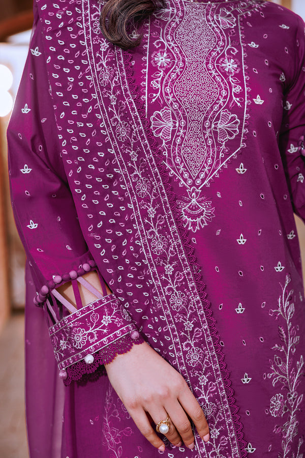 Farasha | Dastoor Embroidered Lawn SS24 | TEMPTING BERY - House Of Anaya