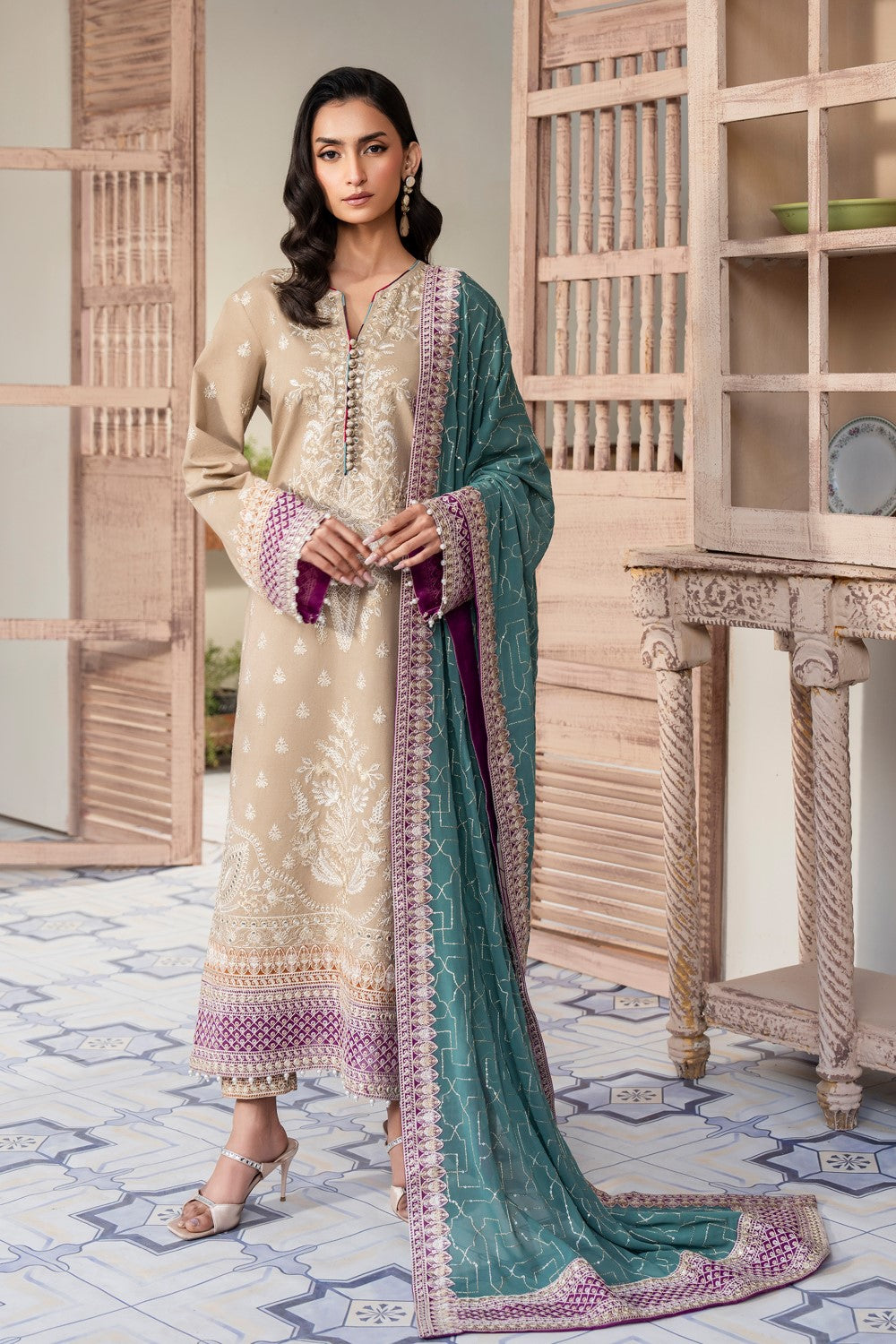 Maryum N Maria | Luxury Lawn 25 | ASHA - MS50113 - House Of Anaya