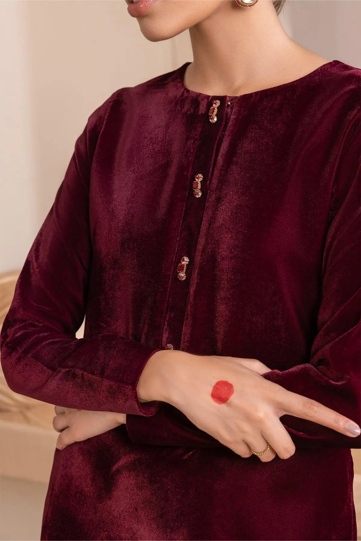 SOLID VELVET SUIT PR-850 - House of Zarish