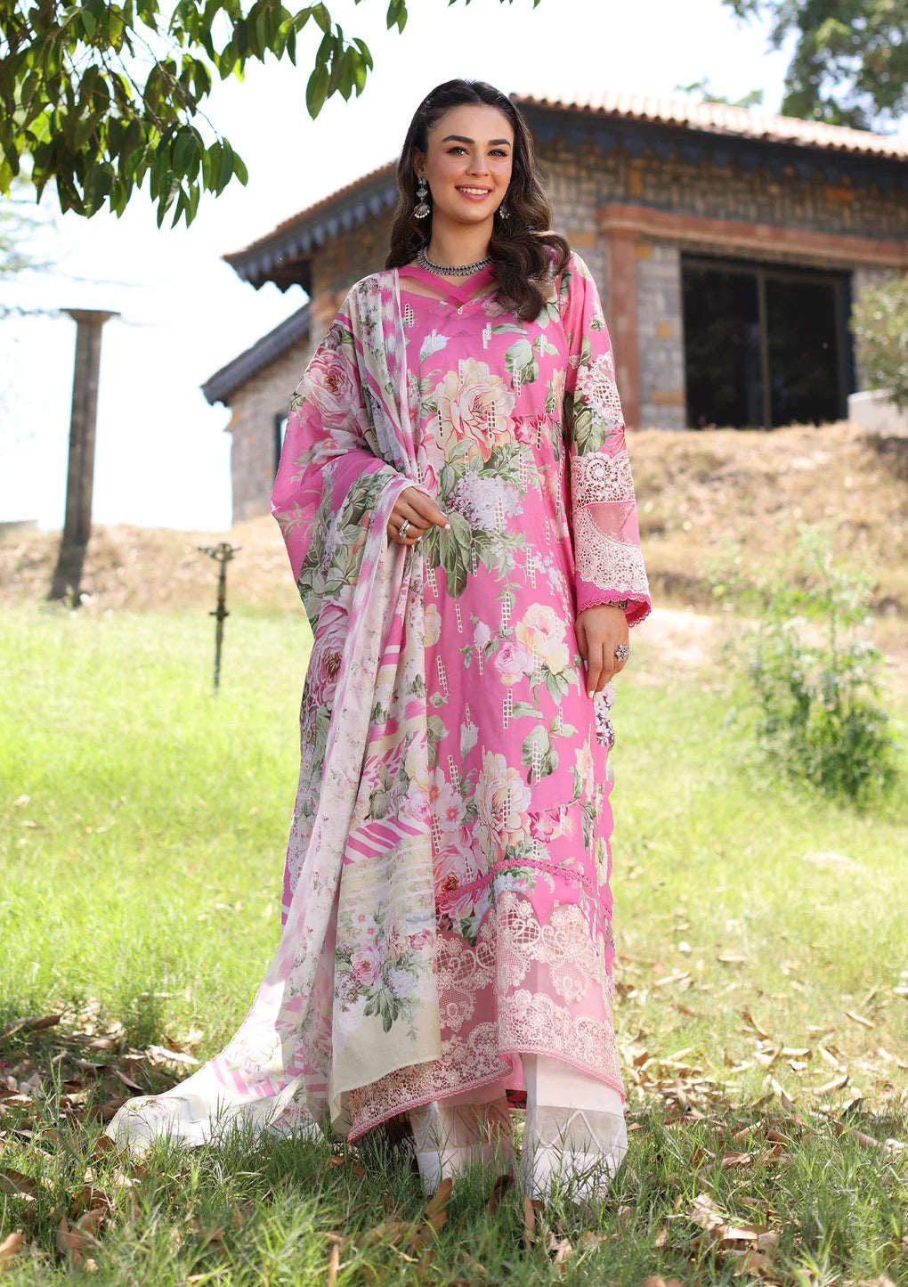 Elaf Premium | Prints Chikankari 24 | 03B PINK MUSE - House Of Anaya