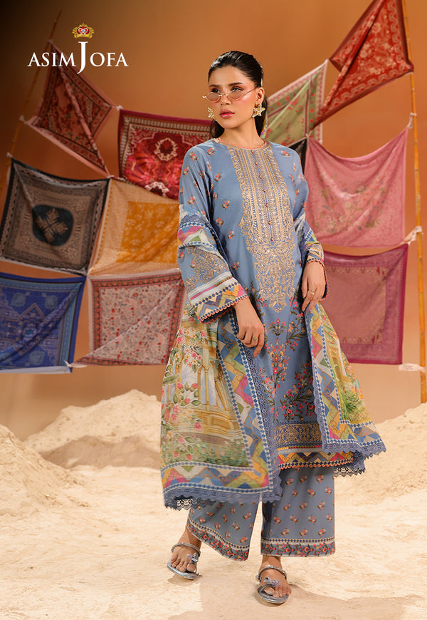 Asim Jofa | Summer Rhapsody |  AJUBU-11 Printed Embroidered Lawn