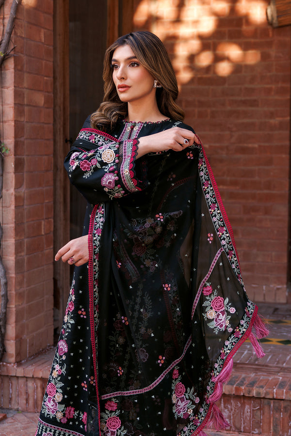 Farasha | Dastoor Embroidered Lawn SS24 | ORNATE NOIR - House Of Anaya