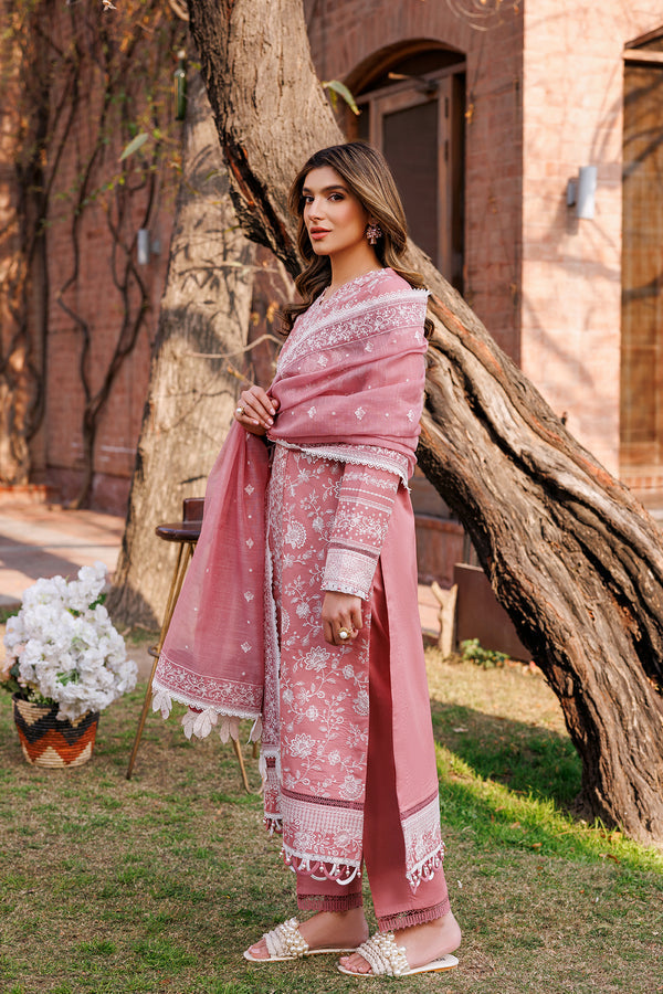 Farasha | Dastoor Embroidered Lawn SS24 | PEARL MIST - House Of Anaya