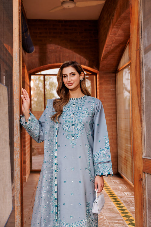 Farasha | Dastoor Embroidered Lawn SS24 | BERYL Black - House Of Anaya