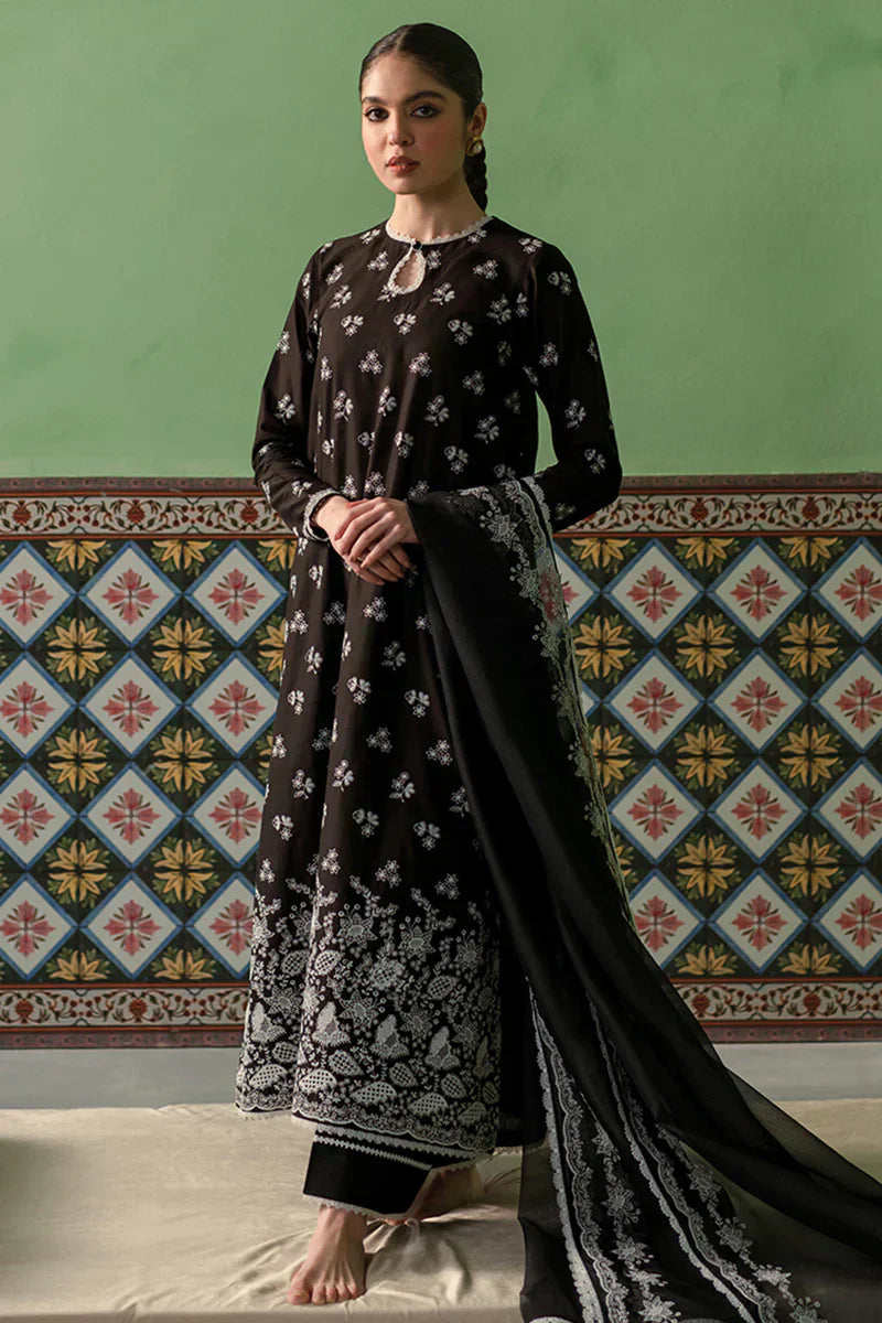 Cross Stitch | Chikankari Lawn | DUSKY SABLE - House Of Anaya