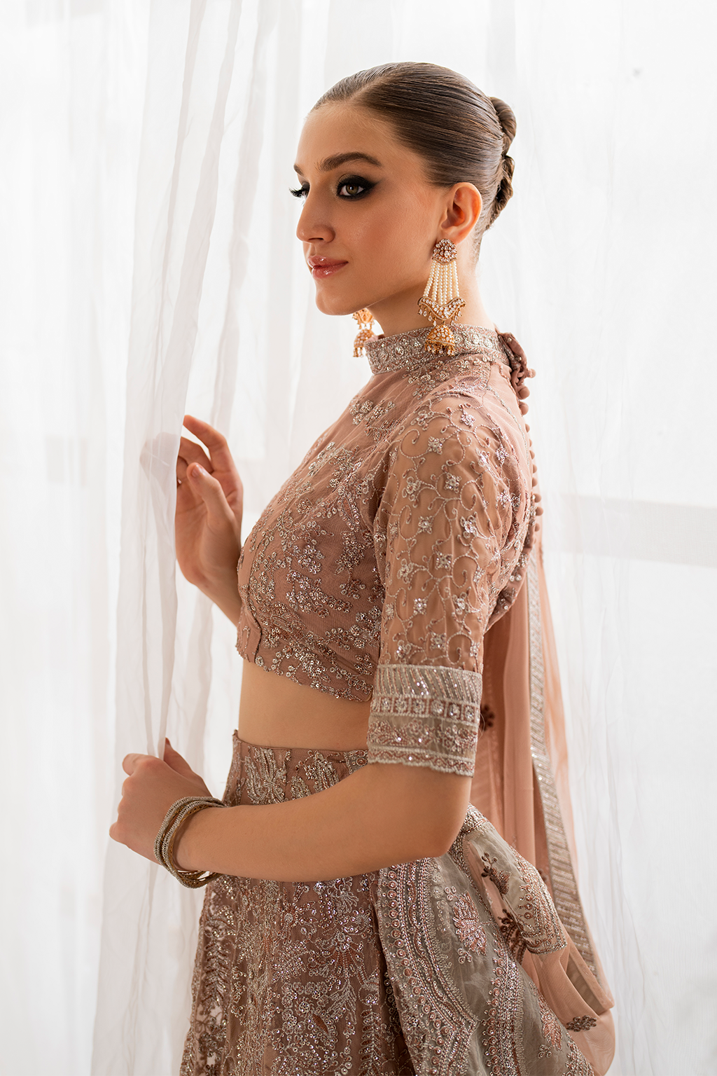 Iznik | Chinnon Chiffon | CC-43 Embroidered Net - House Of Anaya