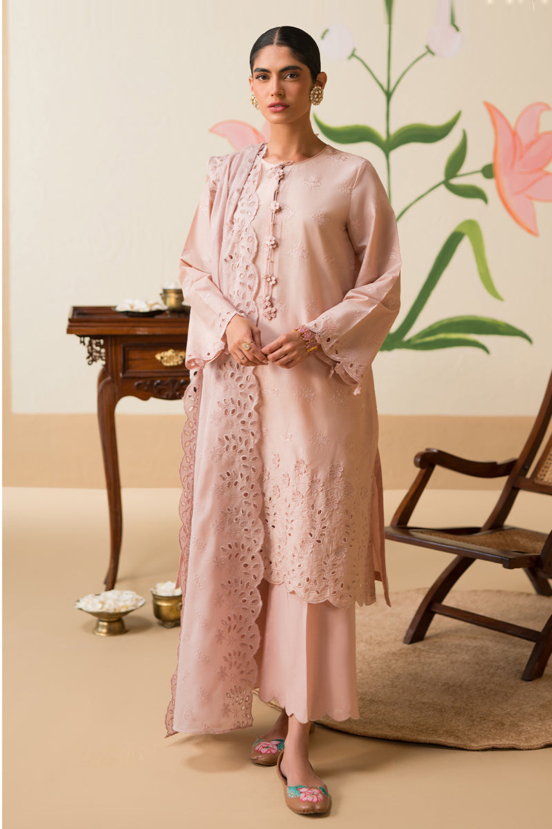 Cross Stitch | Chikankari Lawn 25 | PALE MAUVE - House Of Anaya