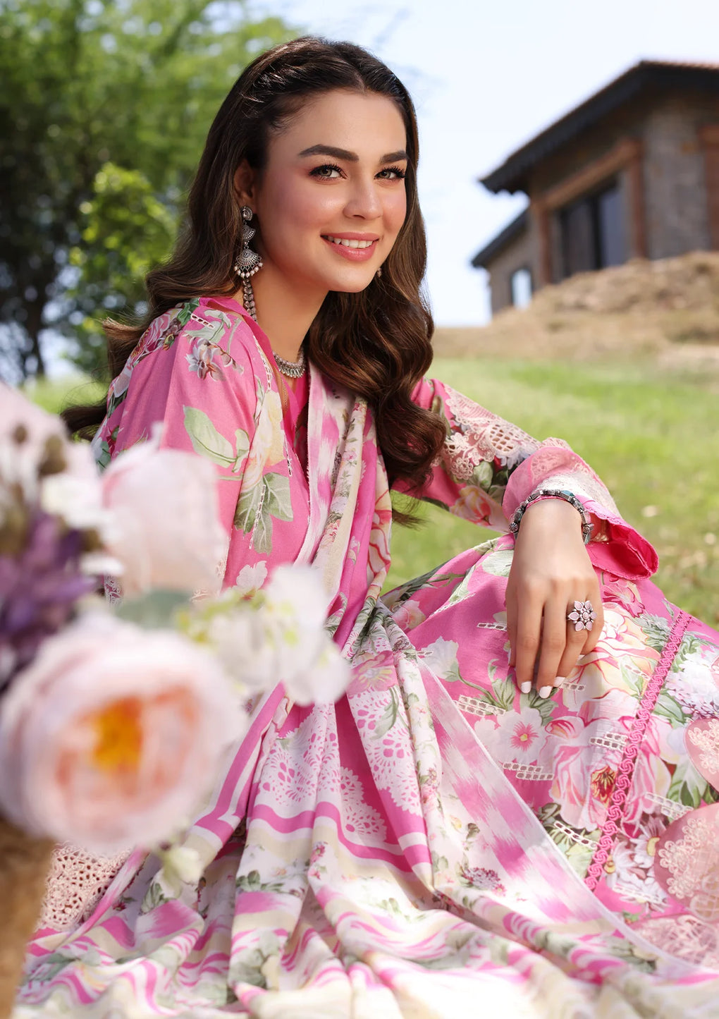 Elaf Premium | Prints Chikankari 24 | 03B PINK MUSE - House Of Anaya