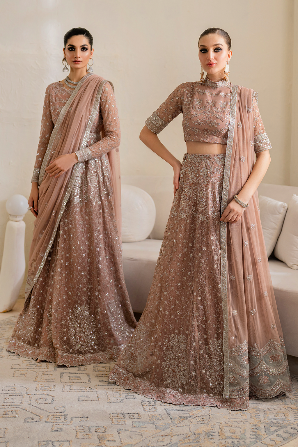 Iznik | Chinnon Chiffon | CC-43 Embroidered Net - House Of Anaya