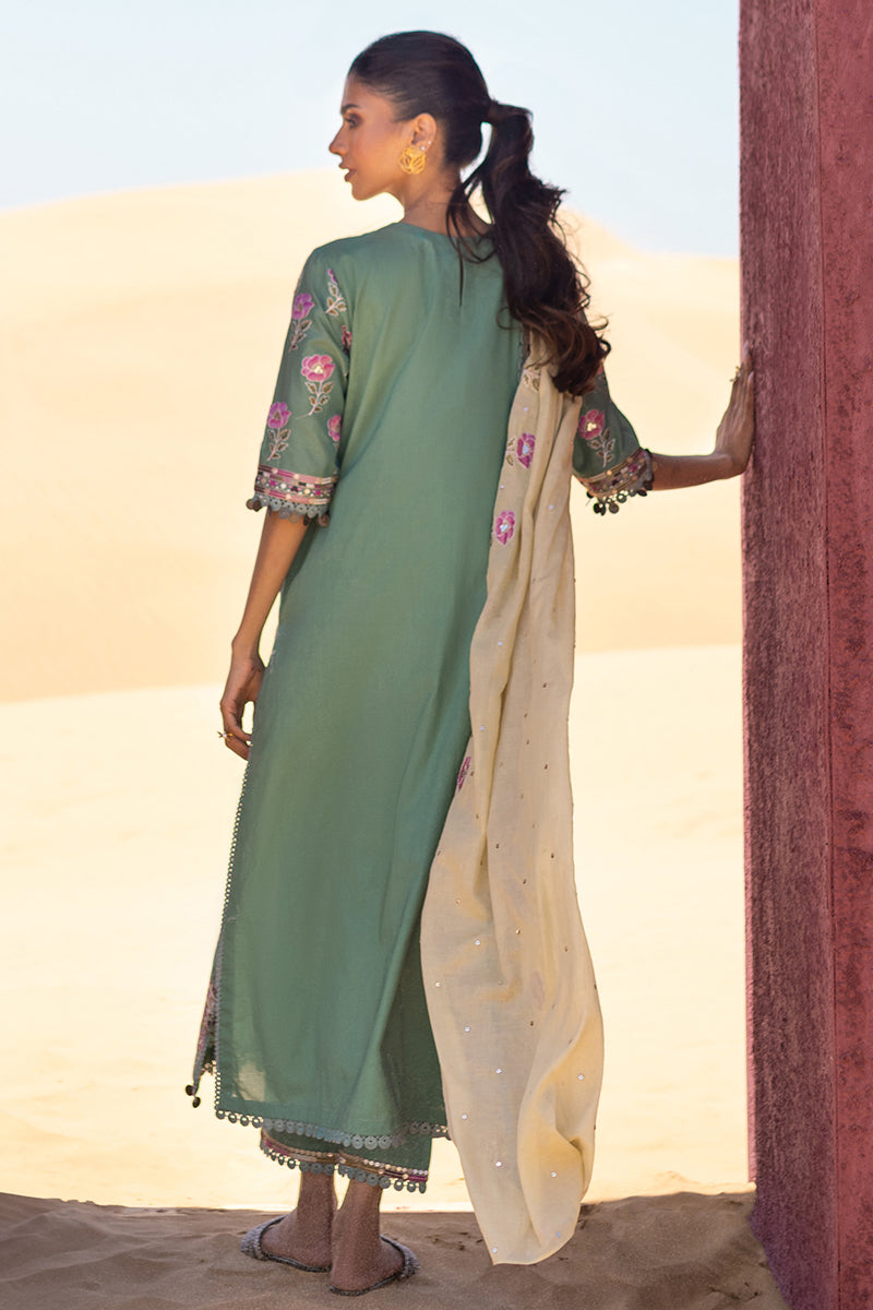 Cross Stitch | Eid Lawn 24 | CHARTREUSE GOLD - House Of Anaya