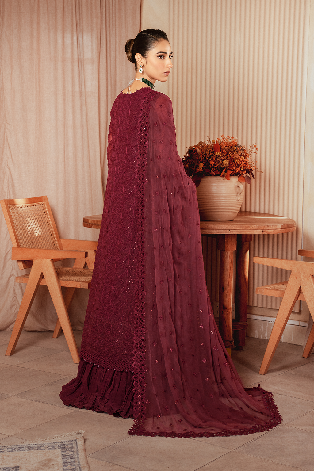 Iznik | Chiffon Kari | ICK-01 Embroidered Chiffon - House Of Anaya