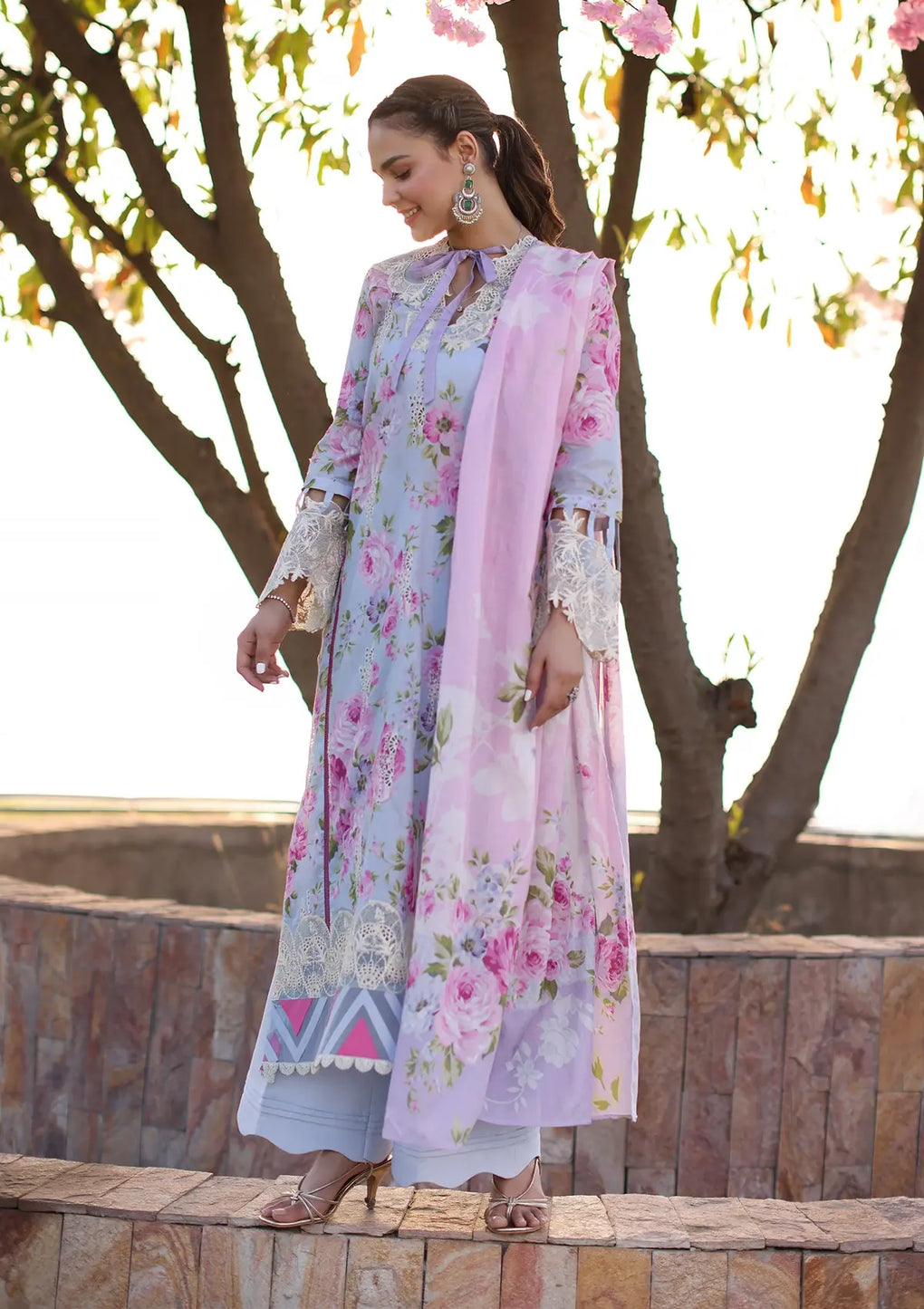 Elaf Premium | Prints Chikankari 24 | 04A OCEAN BLOSSOMS - House Of Anaya