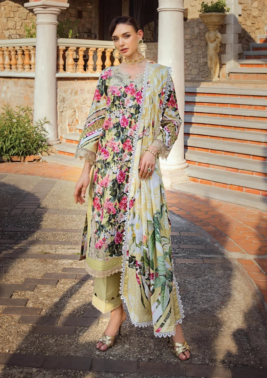 Elaf Premium Print Chikankari Lawn 3Pc Suit ECT-01B CHARM