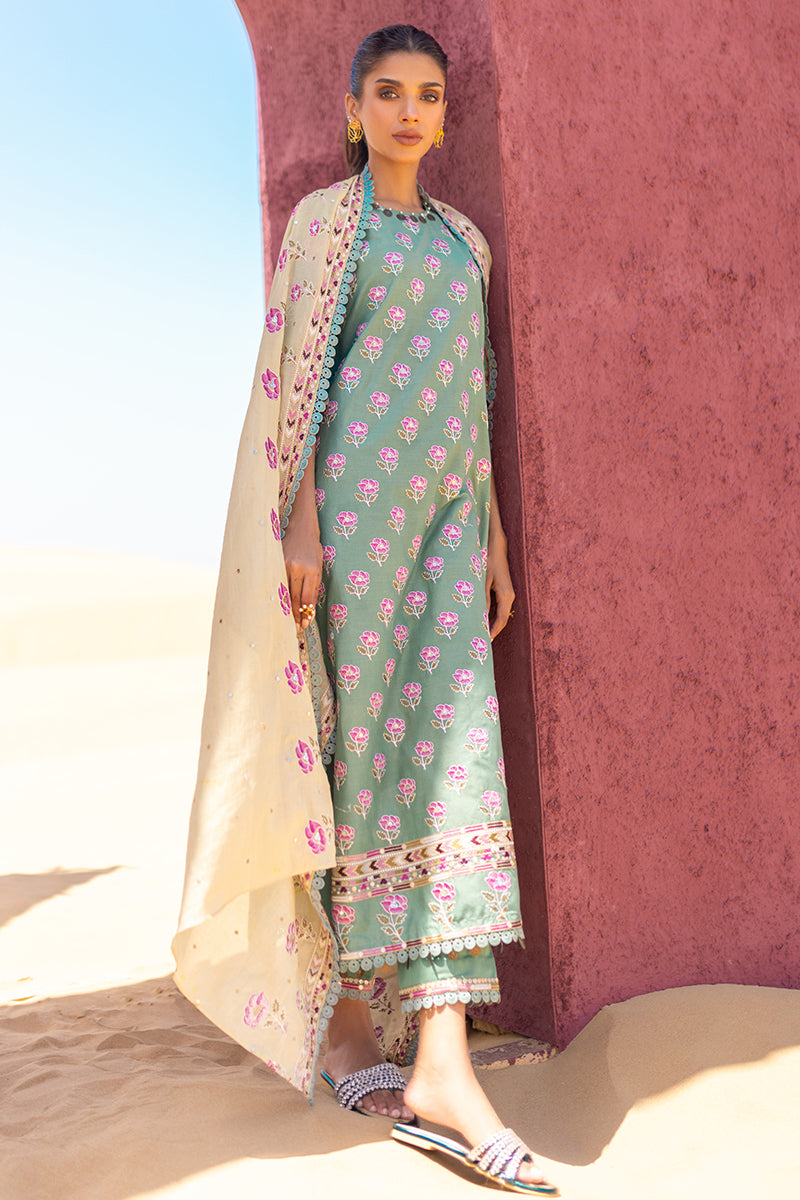 Cross Stitch | Eid Lawn 24 | CHARTREUSE GOLD - House Of Anaya