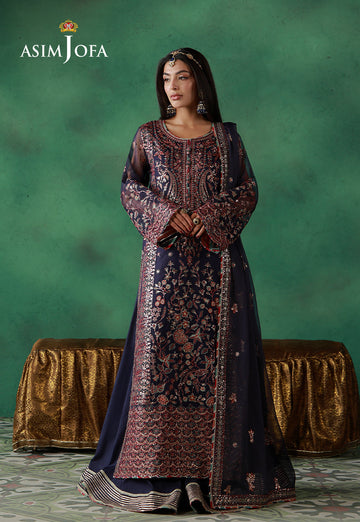 Asim Jofa | Ishq e Eid | AJULN-13 Embroidered Javeria Net 3 Pcs