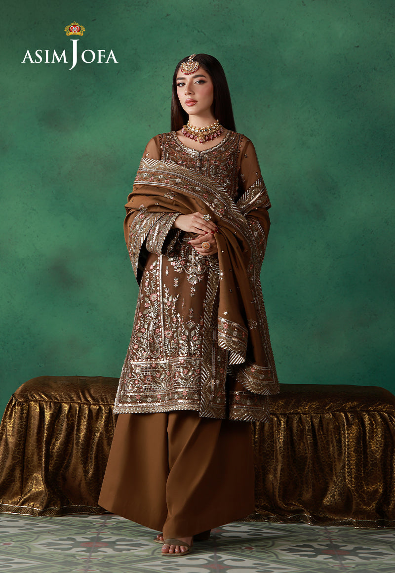 Asim Jofa | Ishq e Eid | AJULN-10 Embroidered Net 3 Pcs