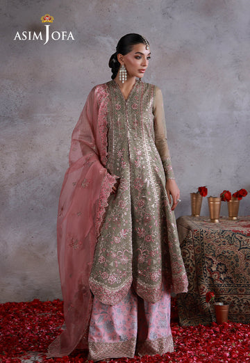 Asim Jofa | Ishq e Eid | AJULN-02 Embroidered Javeria Net  3 Pcs