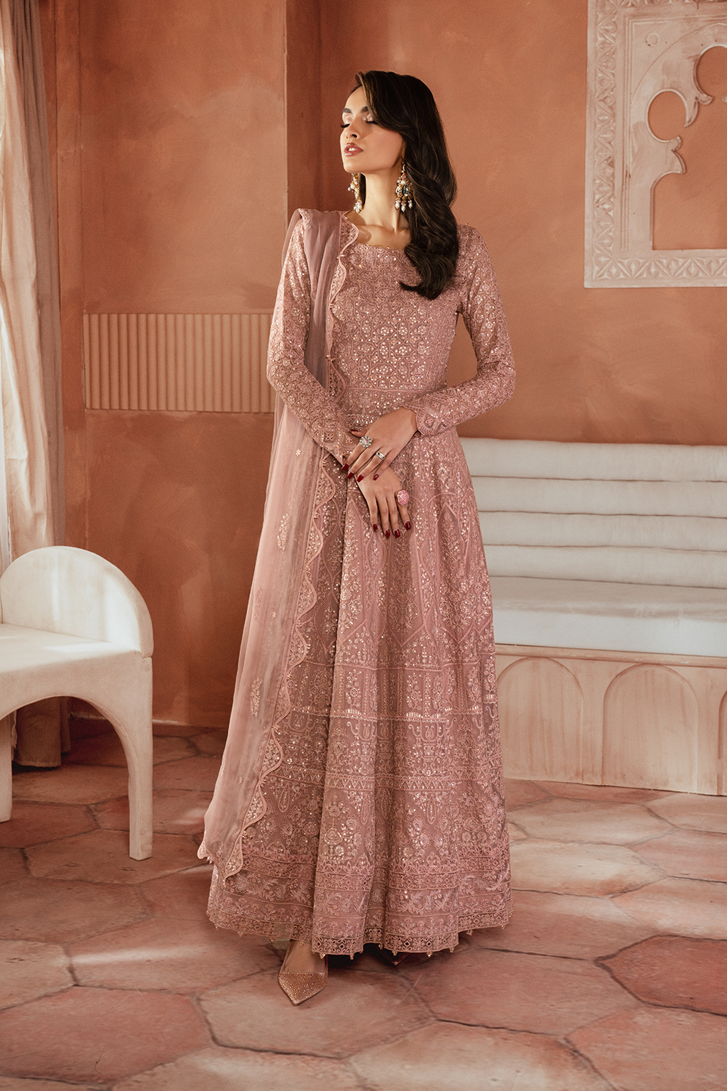 Iznik | Chiffon Kari | ICK-04 Embroidered Chiffon - House Of Anaya