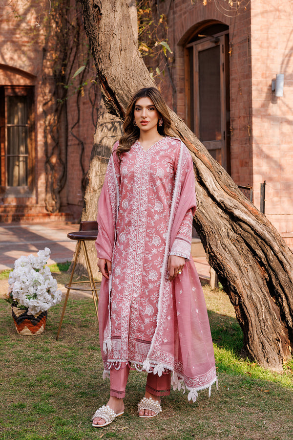 Farasha | Dastoor Embroidered Lawn SS24 | PEARL MIST - House Of Anaya