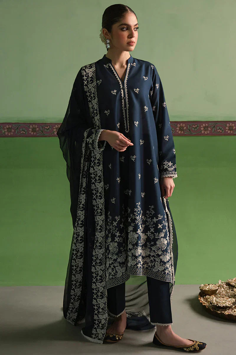 Cross Stitch | Chikankari Lawn | INSIGNIA BLUE - House Of Anaya