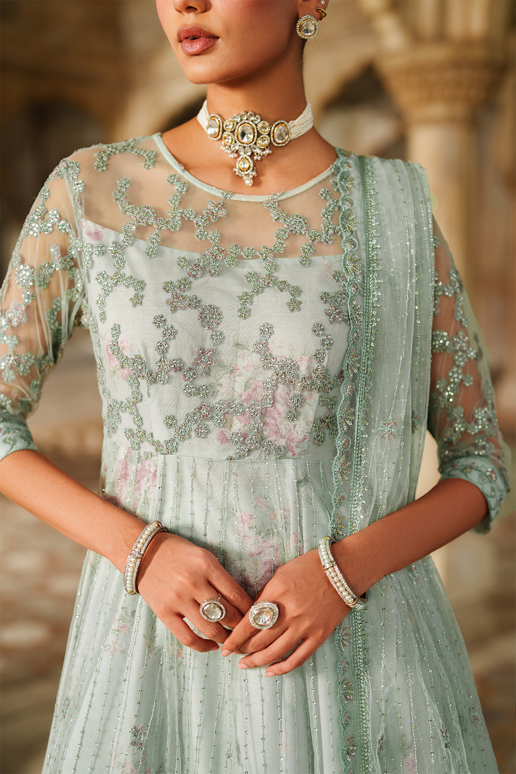 Iznik | Exclusive Formals | UE-553 Embroidered Net