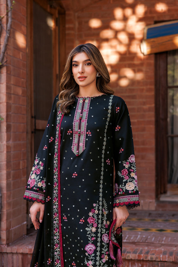 Farasha | Dastoor Embroidered Lawn SS24 | ORNATE NOIR - House Of Anaya
