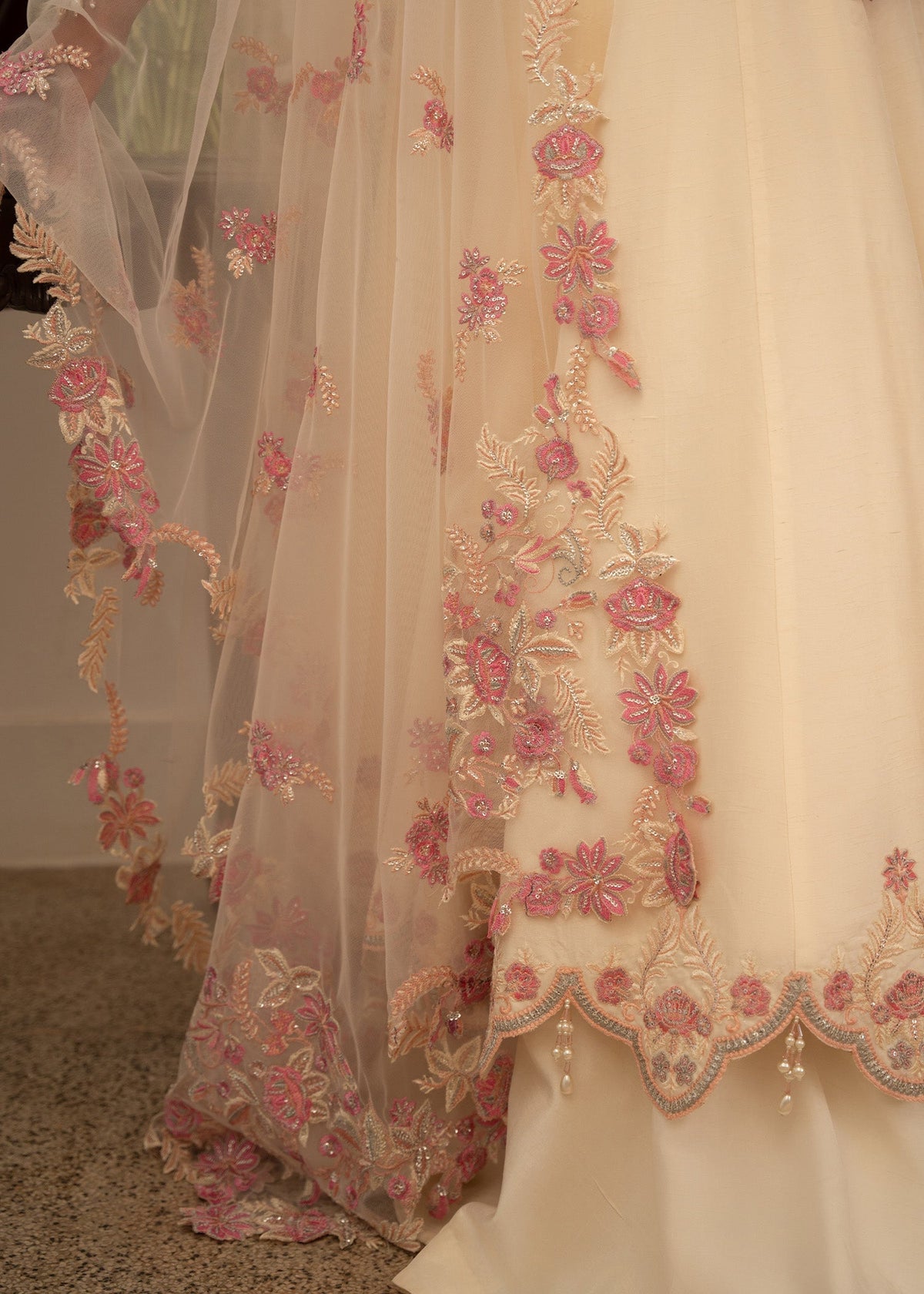 Sadaf Fawad Khan | Mehrma Wedding Formals | Peachy Cream