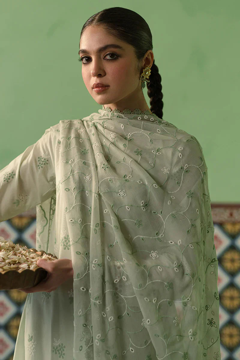 Cross Stitch | Chikankari Lawn | ICY MINT - House Of Anaya