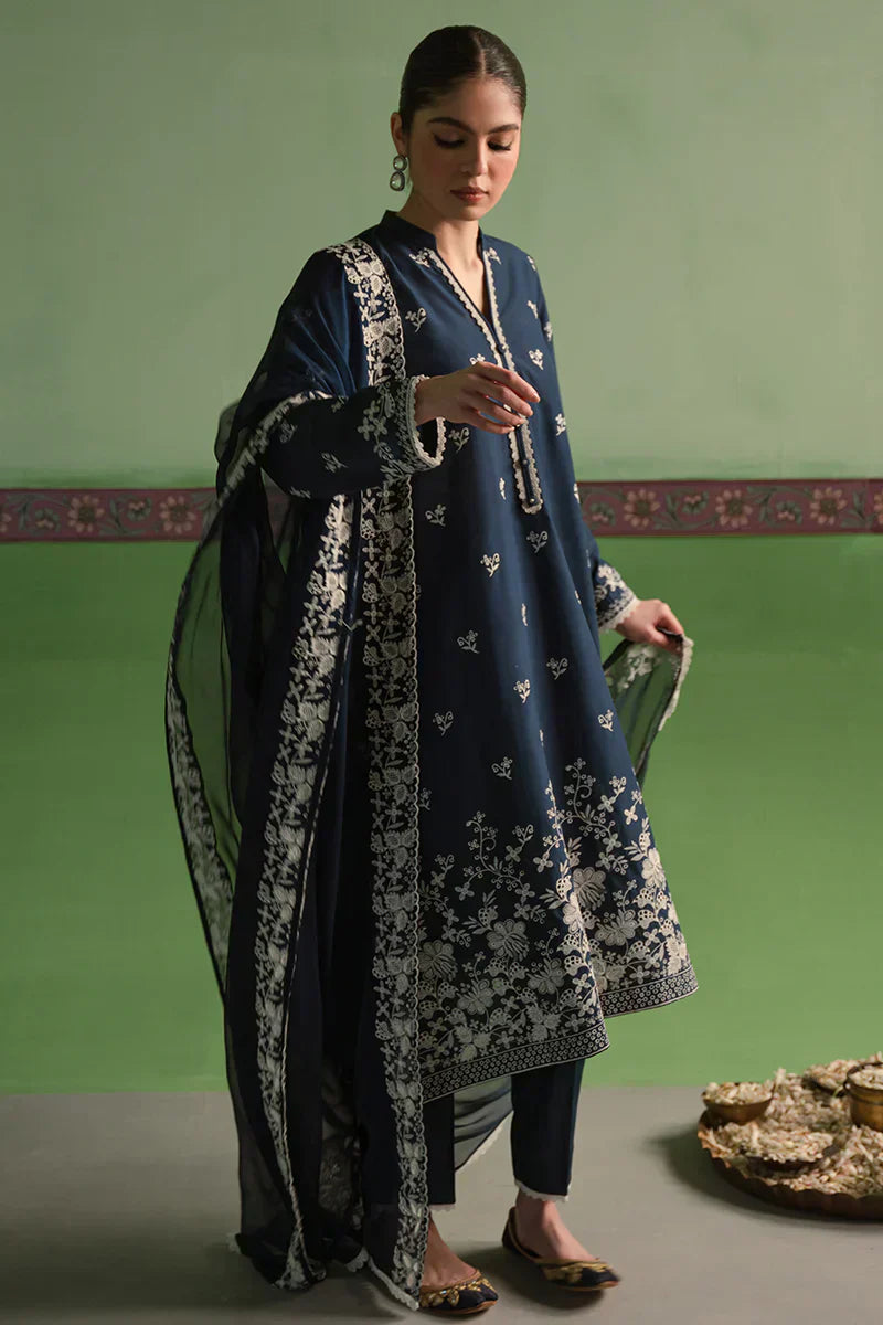 Cross Stitch | Chikankari Lawn | INSIGNIA BLUE - House Of Anaya