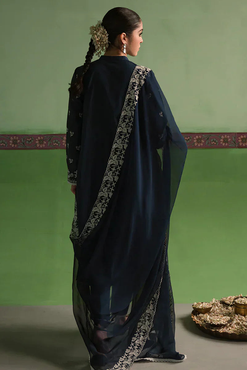Cross Stitch | Chikankari Lawn | INSIGNIA BLUE - House Of Anaya