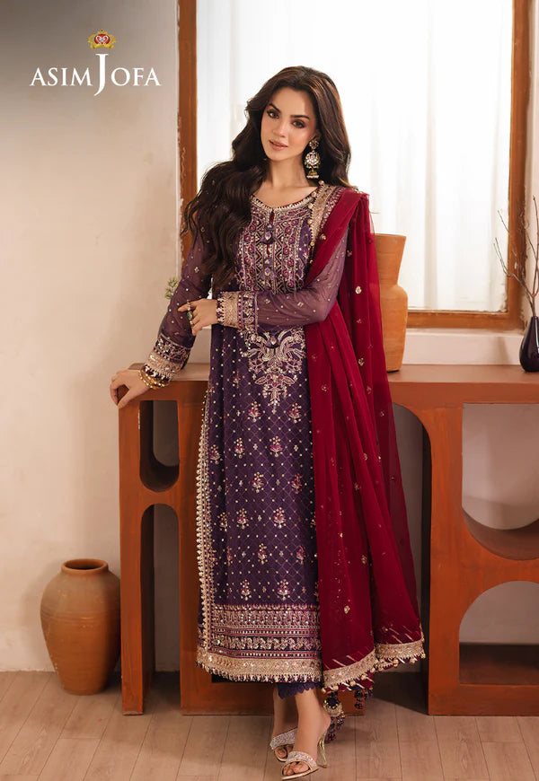 Asim Jofa | Heeriye | AJHE-01 EMBROIDERED CHIFFON 3 PCS