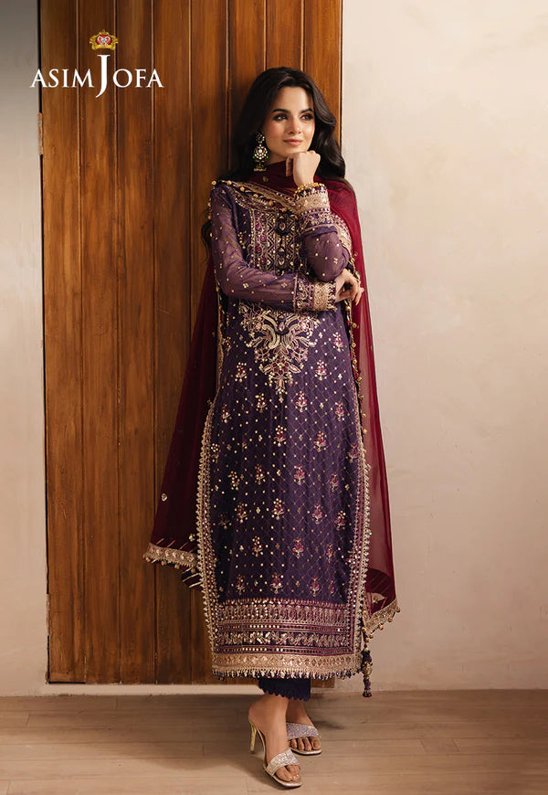 Asim Jofa | Heeriye | AJHE-01 EMBROIDERED CHIFFON 3 PCS