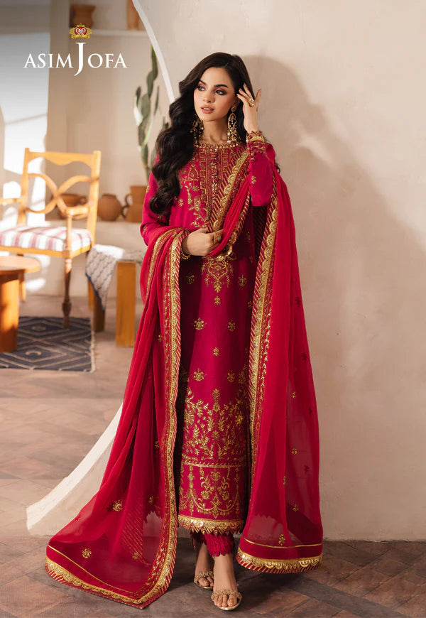 Asim Jofa | Heeriye | AJHE-08 EMBROIDERED JUMBO SILK 3 PCS