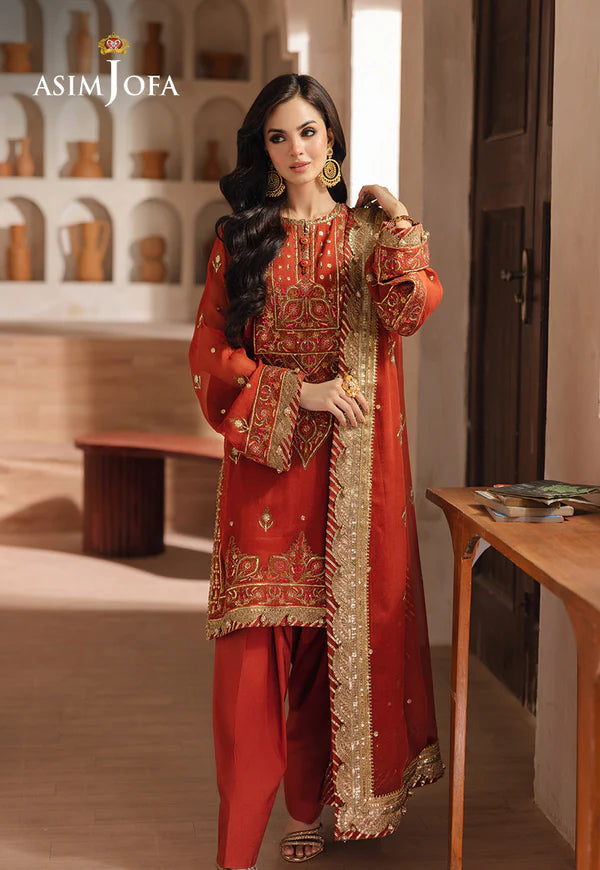 Asim Jofa | Heeriye | AJHE-10 EMBROIDERED CHIFFON 3 PCS