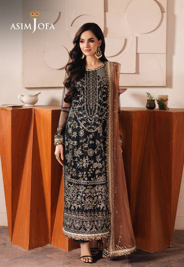 Asim Jofa | Heeriye | AJHE-05 EMBROIDERED NET 3 PCS